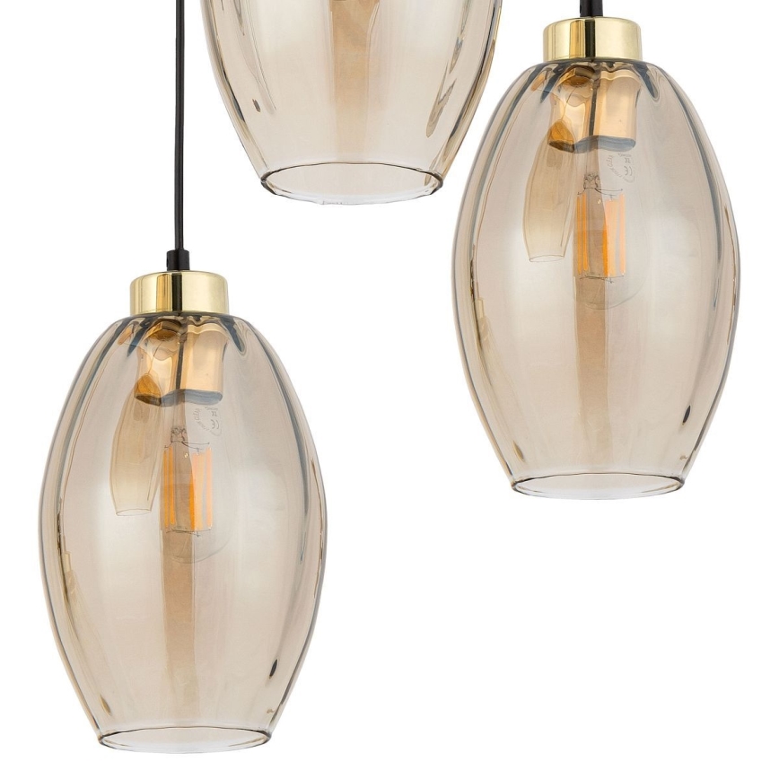 Lestenec na kablu SEBO 3xE27/15W/230V črna/dimno bež