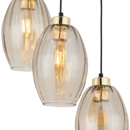 Lestenec na kablu SEBO 3xE27/15W/230V črna/dimno bež