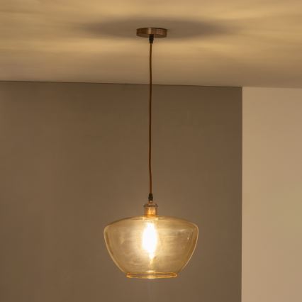Lestenec na kablu SEVENTIES E27/60W/230V dimljen/rjav
