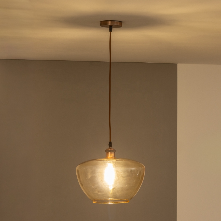 Lestenec na kablu SEVENTIES E27/60W/230V dimljen/rjav