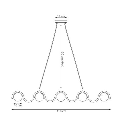 Lestenec na kablu SINUS 5xG9/8W/230V bel