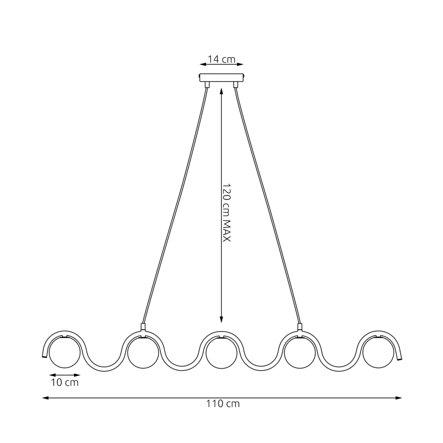 Lestenec na kablu SINUS 5xG9/8W/230V bel