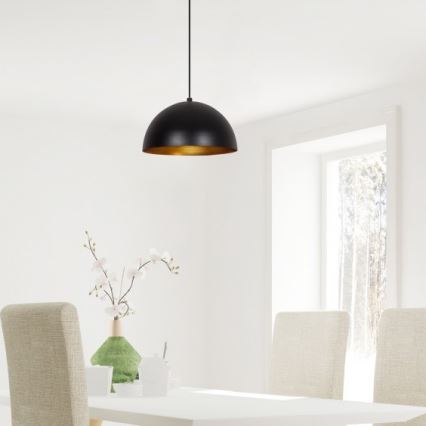 Lestenec na kablu SIVANI 1xE27/40W/230V, premer 30 cm, črna/bakrena