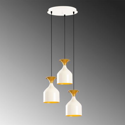 Lestenec na kablu SIVANI 3xE27/40W/230V bel/meden