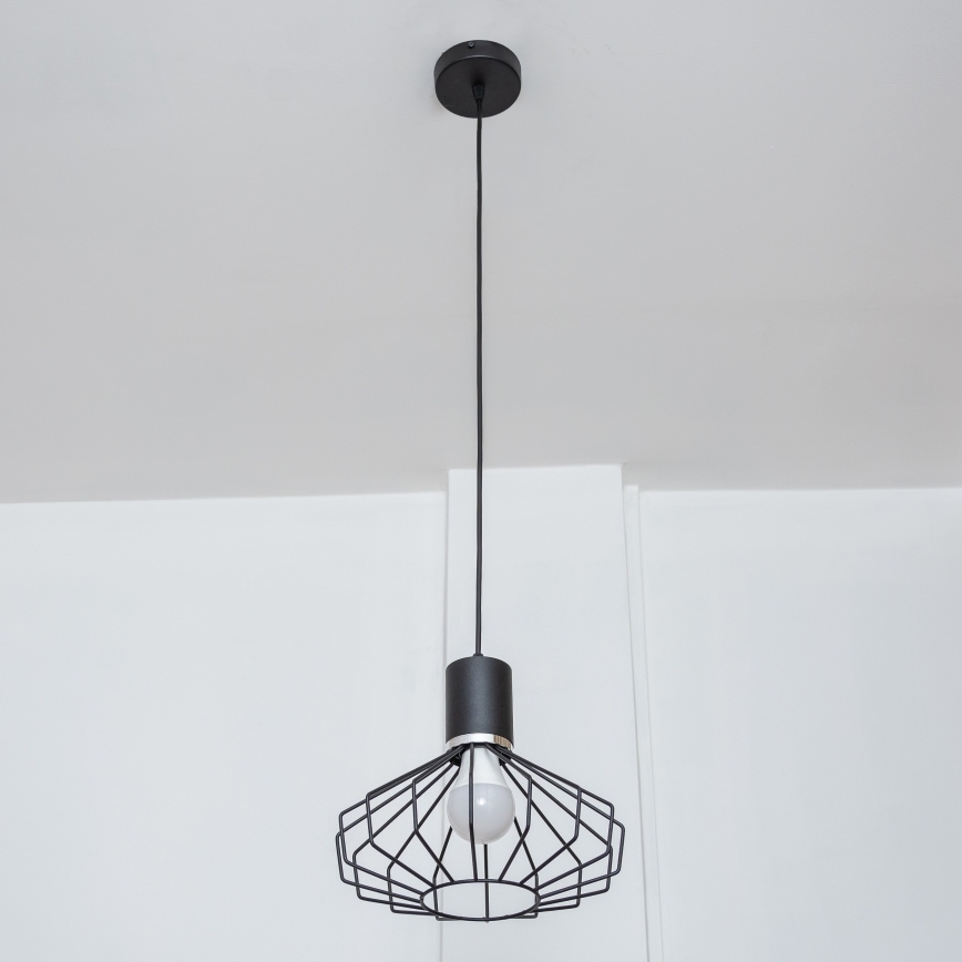 Lestenec na kablu SOLANO 1xE27/15W/230V črna/sijajni krom