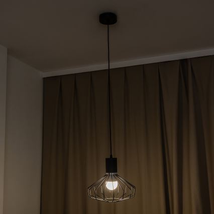 Lestenec na kablu SOLANO 1xE27/15W/230V črna/sijajni krom