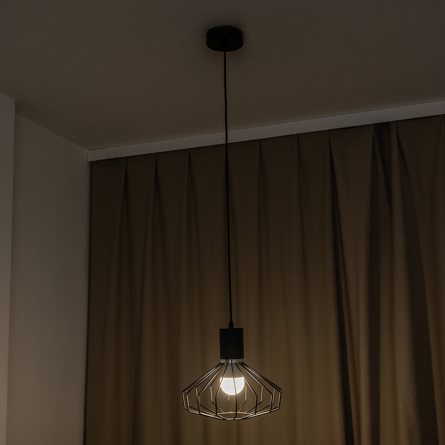 Lestenec na kablu SOLANO 1xE27/15W/230V črna/sijajni krom