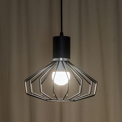 Lestenec na kablu SOLANO 1xE27/15W/230V črna/sijajni krom