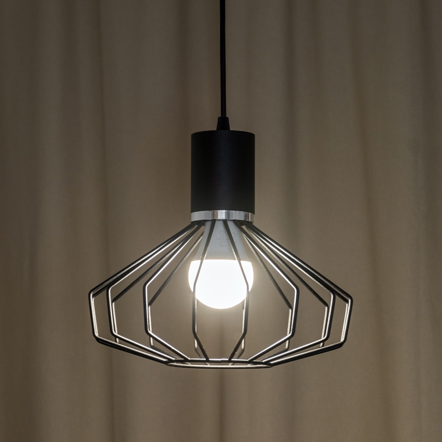 Lestenec na kablu SOLANO 1xE27/15W/230V črna/sijajni krom