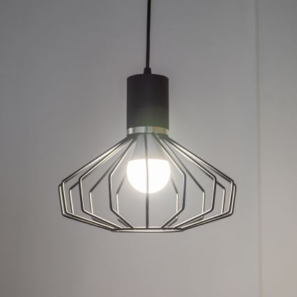 Lestenec na kablu SOLANO 1xE27/15W/230V črna/sijajni krom