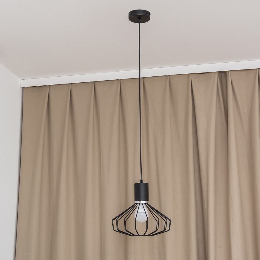 Lestenec na kablu SOLANO 1xE27/15W/230V črna/sijajni krom