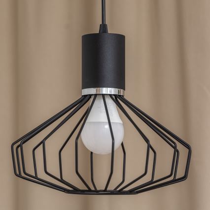 Lestenec na kablu SOLANO 1xE27/15W/230V črna/sijajni krom