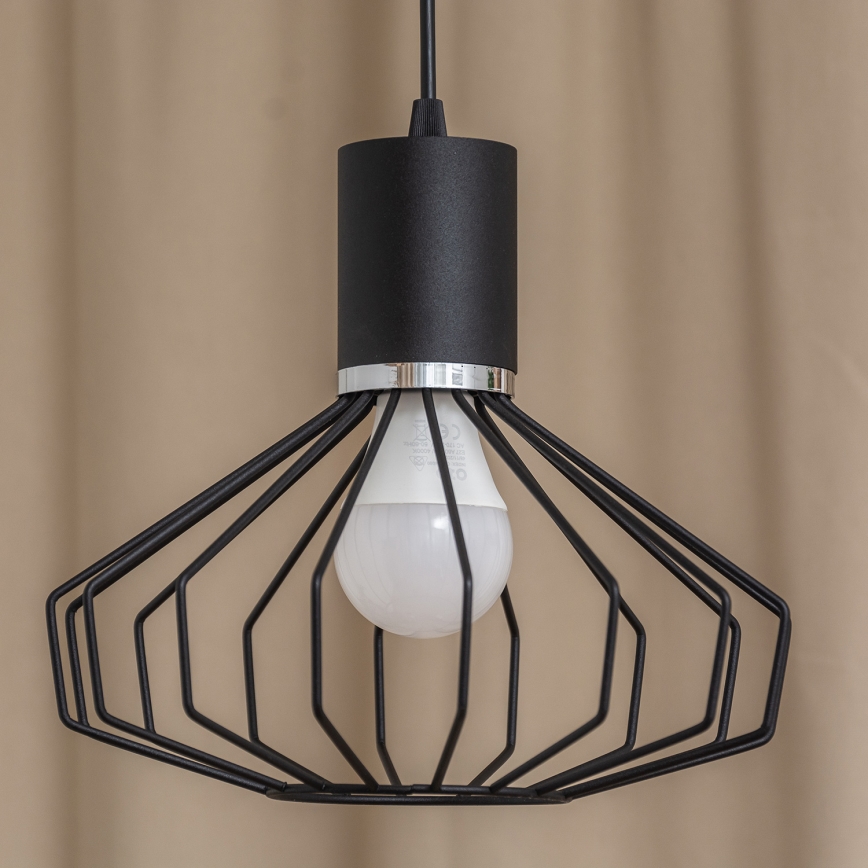 Lestenec na kablu SOLANO 1xE27/15W/230V črna/sijajni krom