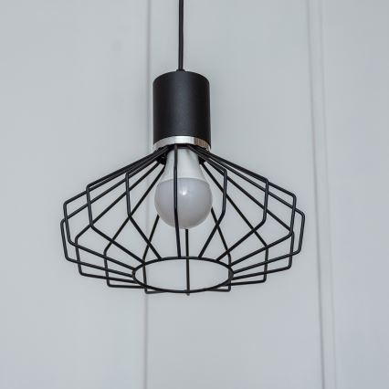 Lestenec na kablu SOLANO 1xE27/15W/230V črna/sijajni krom