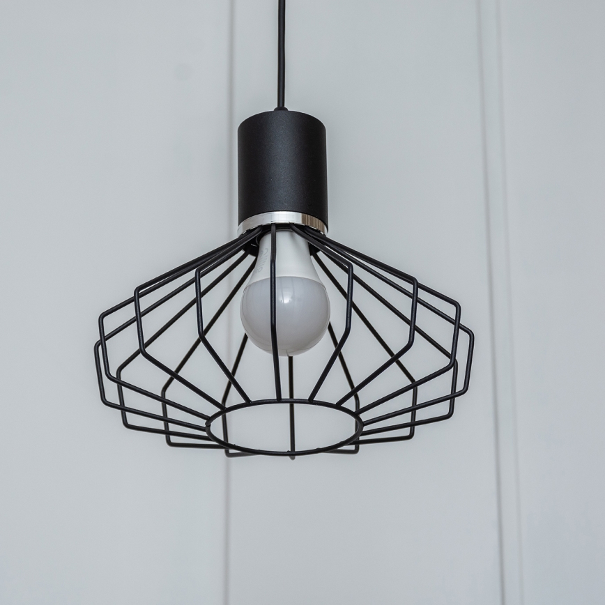 Lestenec na kablu SOLANO 1xE27/15W/230V črna/sijajni krom