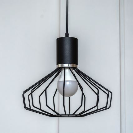 Lestenec na kablu SOLANO 1xE27/15W/230V črna/sijajni krom