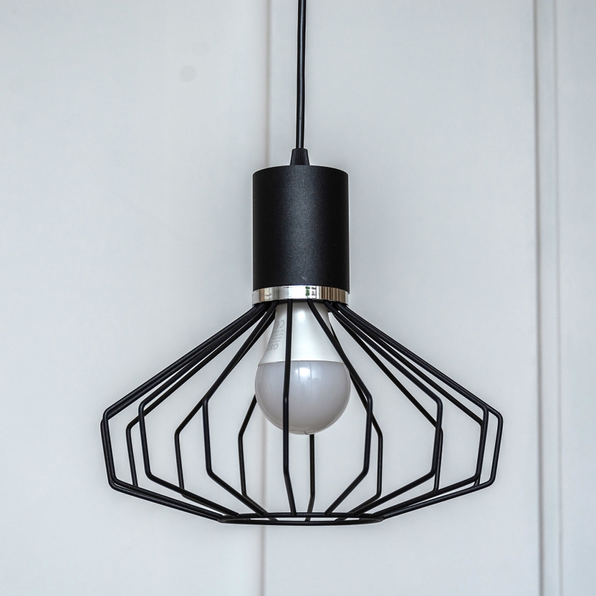 Lestenec na kablu SOLANO 1xE27/15W/230V črna/sijajni krom