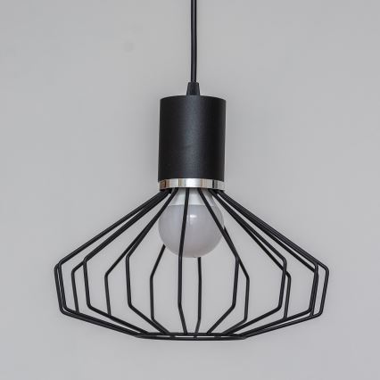 Lestenec na kablu SOLANO 1xE27/15W/230V črna/sijajni krom