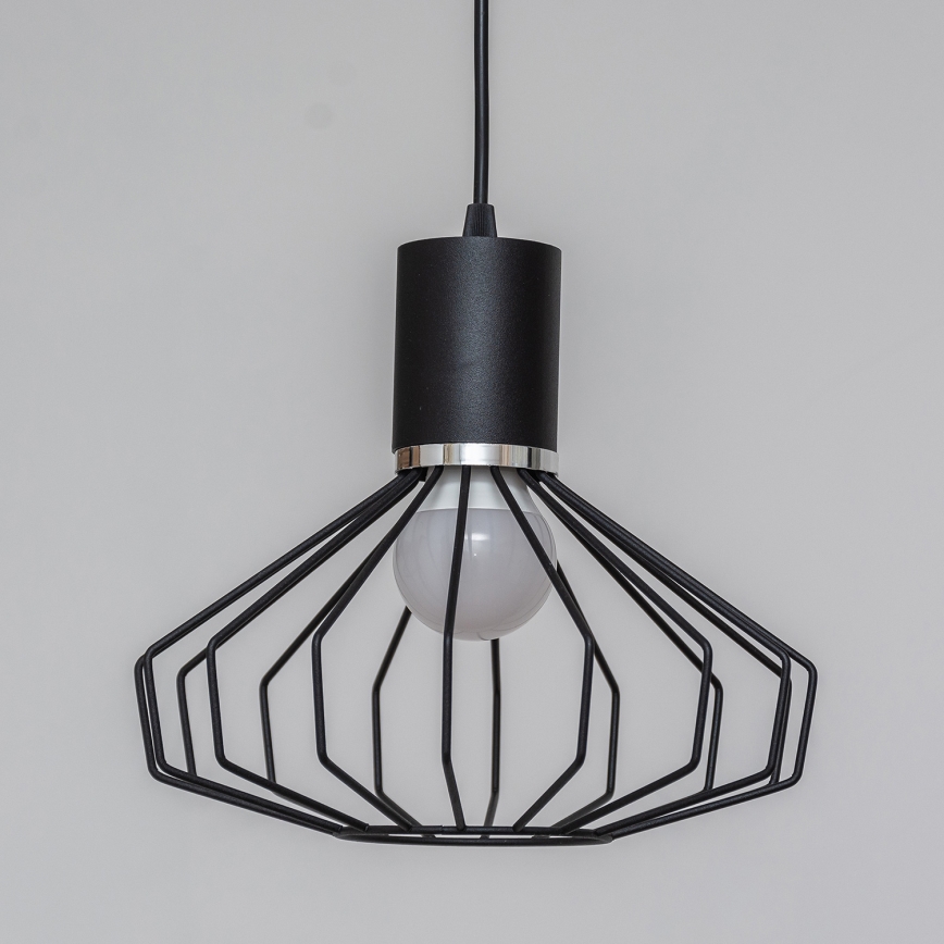 Lestenec na kablu SOLANO 1xE27/15W/230V črna/sijajni krom