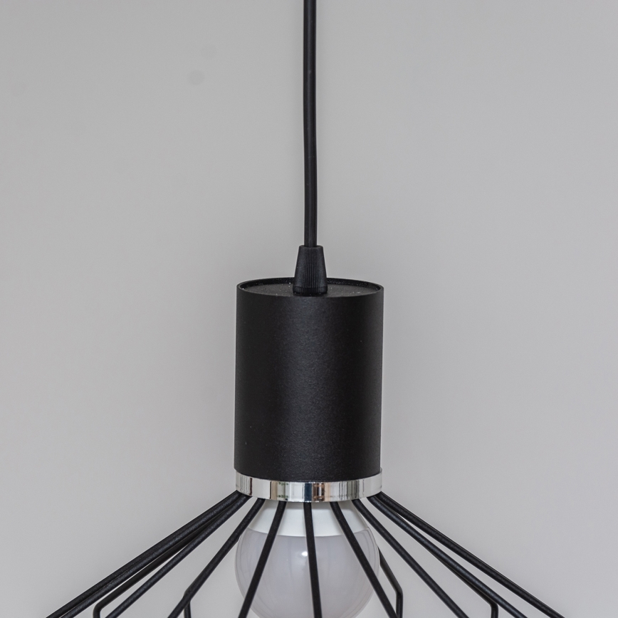 Lestenec na kablu SOLANO 1xE27/15W/230V črna/sijajni krom