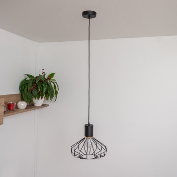 Lestenec na kablu SOLANO 1xE27/15W/230V črna/zlata