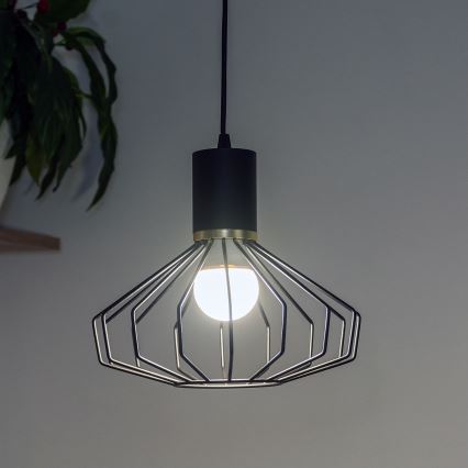 Lestenec na kablu SOLANO 1xE27/15W/230V črna/zlata
