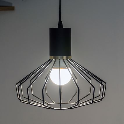 Lestenec na kablu SOLANO 1xE27/15W/230V črna/zlata