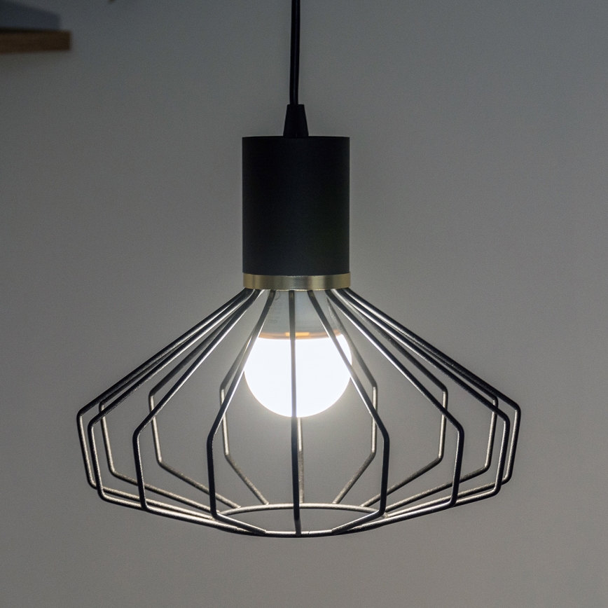 Lestenec na kablu SOLANO 1xE27/15W/230V črna/zlata