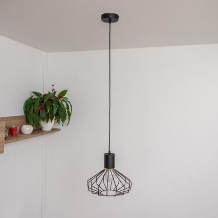 Lestenec na kablu SOLANO 1xE27/15W/230V črna/zlata