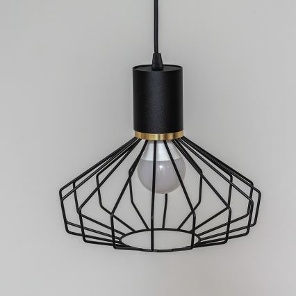 Lestenec na kablu SOLANO 1xE27/15W/230V črna/zlata