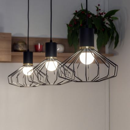 Lestenec na kablu SOLANO 3xE27/15W/230V črna/zlata