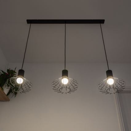 Lestenec na kablu SOLANO 3xE27/15W/230V črna/zlata