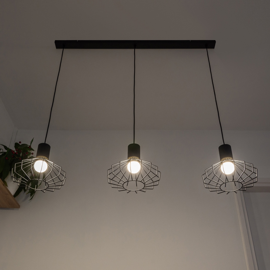 Lestenec na kablu SOLANO 3xE27/15W/230V črna/zlata