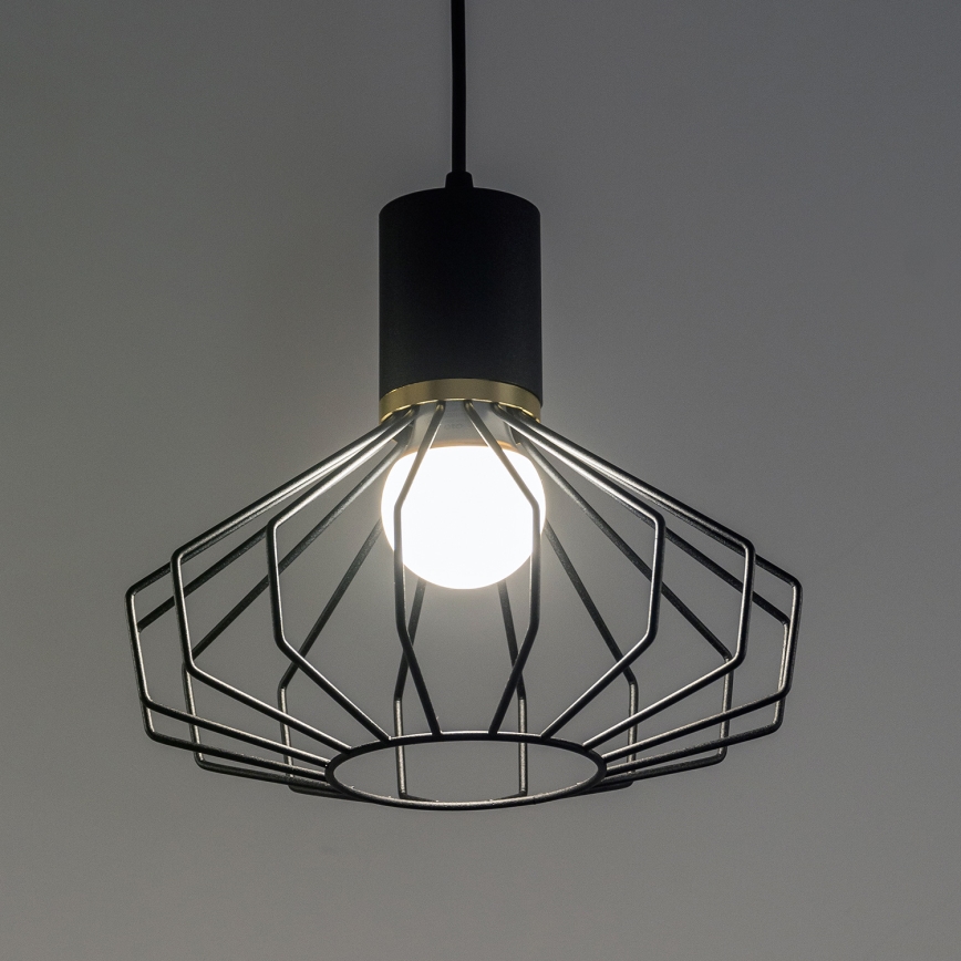 Lestenec na kablu SOLANO 3xE27/15W/230V črna/zlata