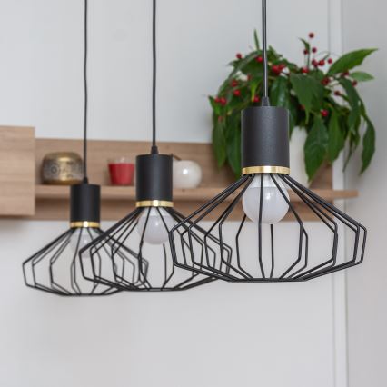 Lestenec na kablu SOLANO 3xE27/15W/230V črna/zlata