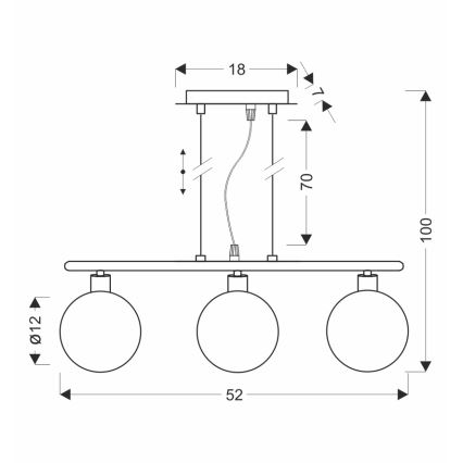 Lestenec na kablu SOMUL 3xG9/20W/230V dimno črna
