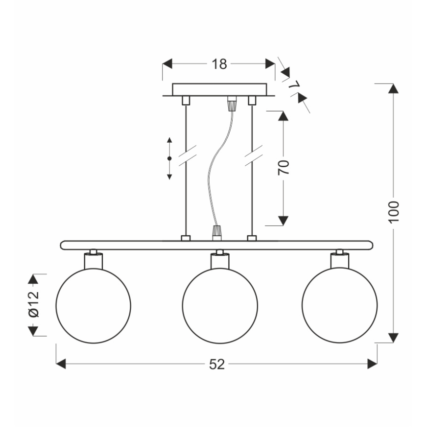 Lestenec na kablu SOMUL 3xG9/20W/230V dimno črna