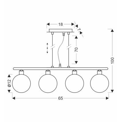 Lestenec na kablu SOMUL 4xG9/20W/230V dimno-črna