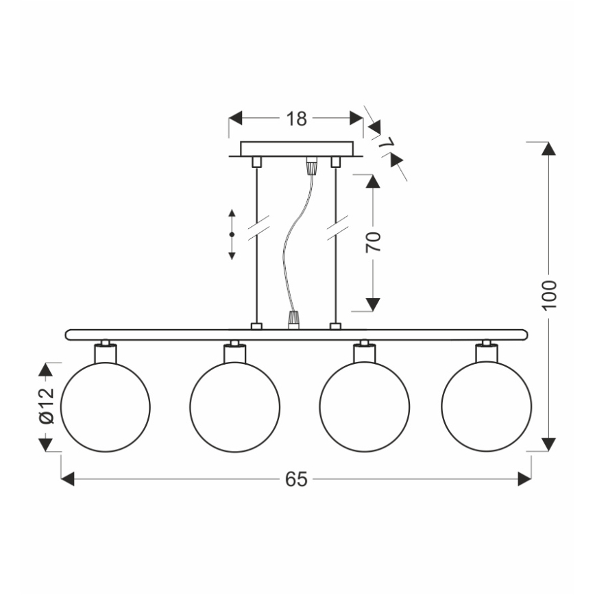 Lestenec na kablu SOMUL 4xG9/20W/230V dimno-črna