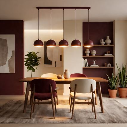 Lestenec na kablu SOOL 5xE27/15W/230V bordo