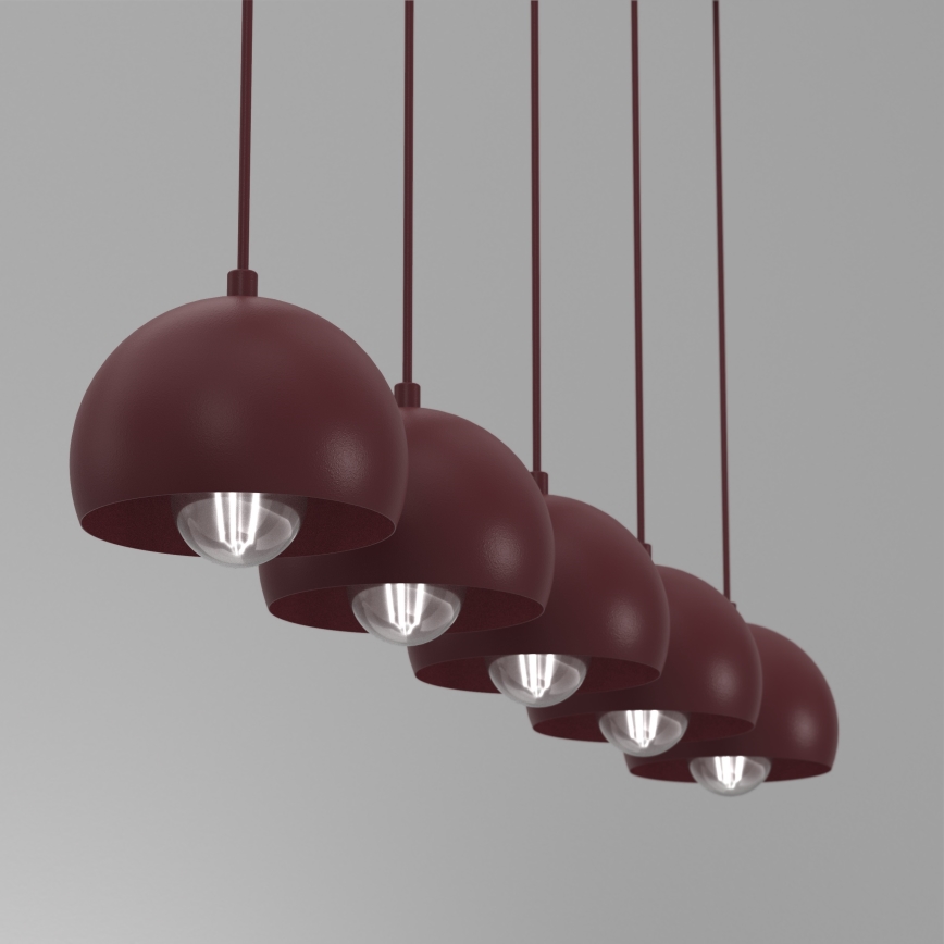 Lestenec na kablu SOOL 5xE27/15W/230V bordo