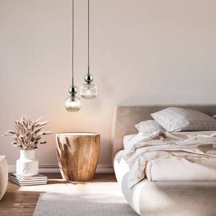 Lestenec na kablu SOPHIA 1xE14/10W/230V črna/zelena/dimna bež