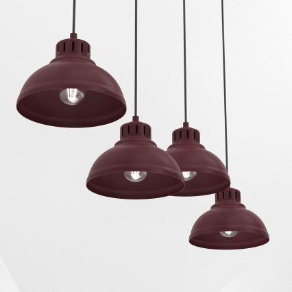 Lestenec na kablu SVEN 4xE27/15W/230V burgundski