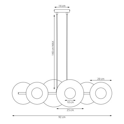 Lestenec na kablu UMBRA 6xG9/8W/230V črn