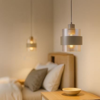 Lestenec na kablu VALENTINO 1xE27/15W/230V bež/prozoren