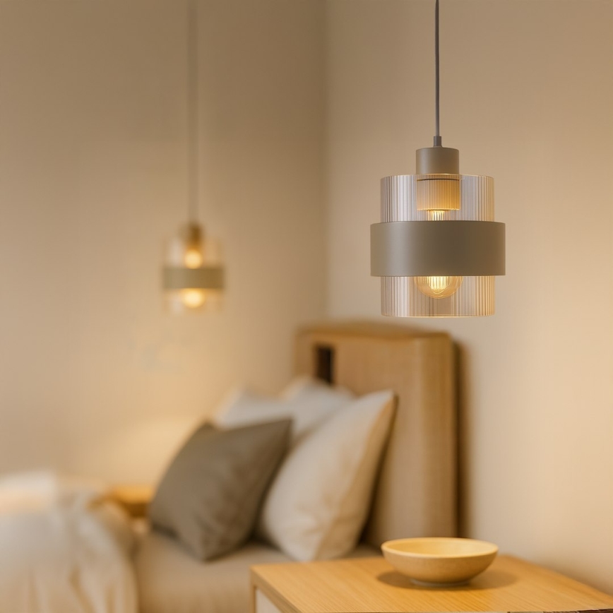 Lestenec na kablu VALENTINO 1xE27/15W/230V bež/prozoren