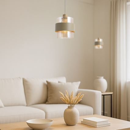 Lestenec na kablu VALENTINO 1xE27/15W/230V bež/prozoren