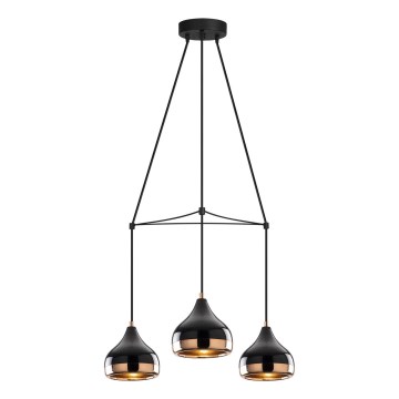 Lestenec na kablu YILDO 3xE27/40W/230V črna/bakrena