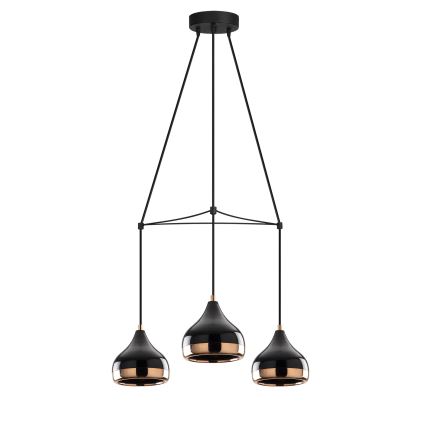 Lestenec na kablu YILDO 3xE27/40W/230V črna/bakrena