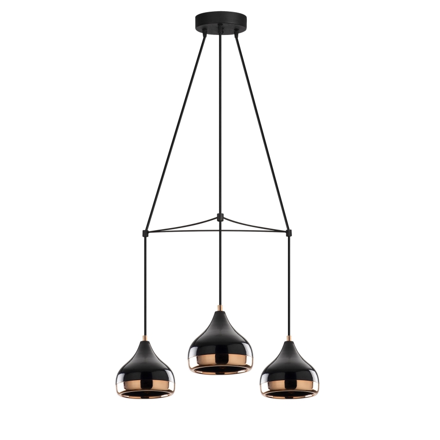 Lestenec na kablu YILDO 3xE27/40W/230V črna/bakrena